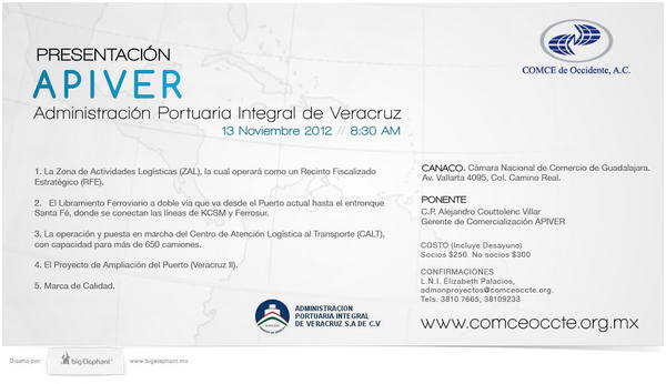 COMCE_Occidente's tweet photo. Presentación de la Administración Portuaria Integral de Veracruz
Noviembre 13 http://t.co/JpO6T0Y3
