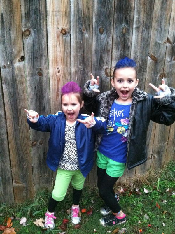 bhaleywumc's tweet image. The girls went to a party tonight as Rockstars.The husband &amp;amp; i have decided to ugly then up from now on. #2old #2fast