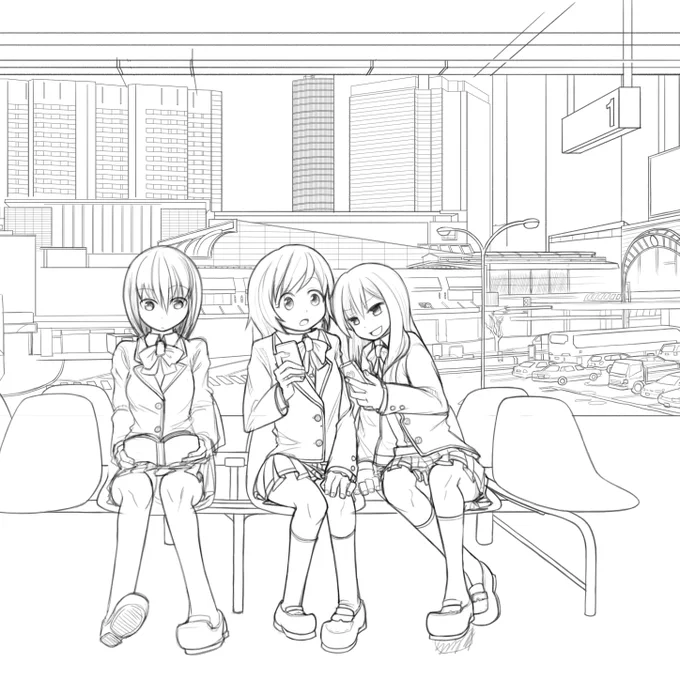 しこしこ描いてたけど結局間に合わず^p^帰ってきたら続きする 