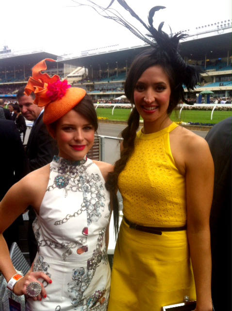 Georgia &amp; Leah @ #CoxPlate yesterday. Georgia in #FelicityBoevink headpiece &amp; Leah in <a href="/KarenMillen/">Karen Millen</a> dress &amp; #ParisKyne.