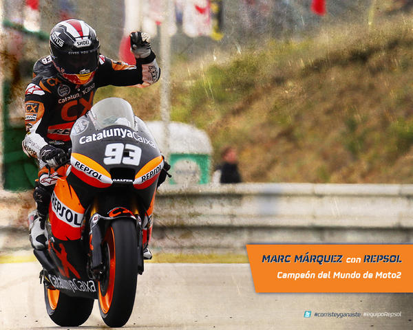 box_repsol's tweet photo. Marc Márquez MOTO2 WORLD CHAMPION http://t.co/ZdXnEKGW #MarcCampeón #youracedyouwon