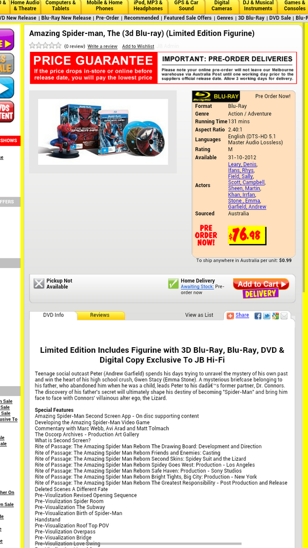 Mrblu666's tweet photo. @ErinI_JBaus @JBHiFi what  happened to the Limited edition amazing spiderman blu ray with figure?? It's not on the site http://t.co/km7Z6hAJ