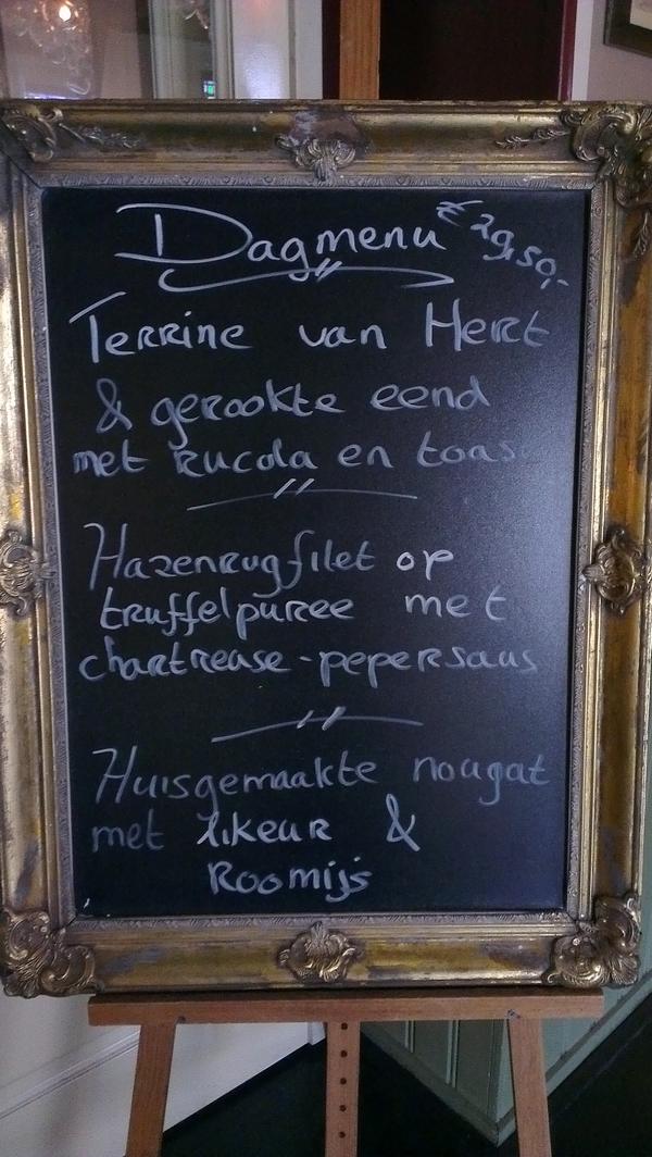 Kom gezellig dineren in onze serres! Het Dagmenu van vandaag: