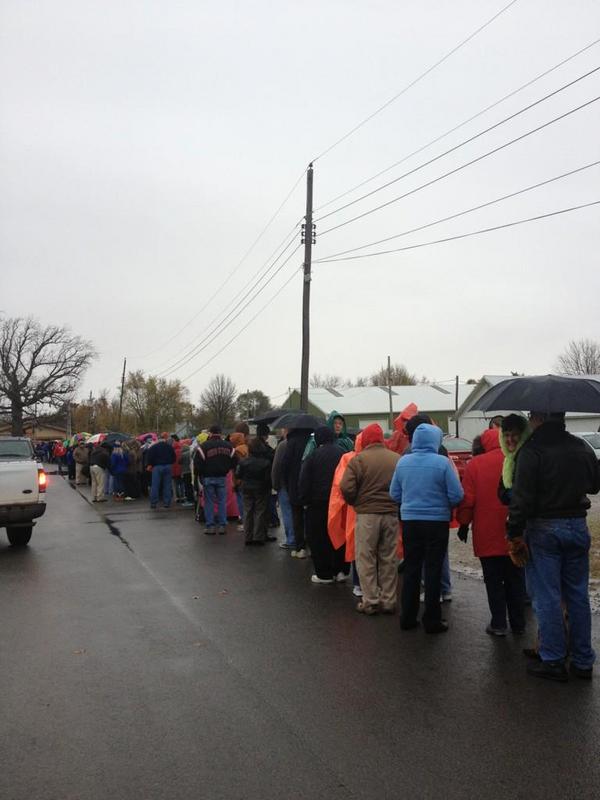 DavidLimbaugh's tweet image. Enthusiastic Mitt supporters wait in rain to see Mitt rally in Marion, Ohio. This is 3 hrs b4 event. Chick Fil A Baby