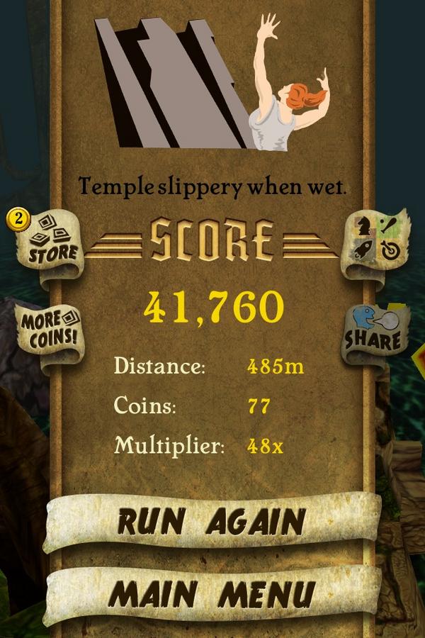 I got 41,760 points while escaping from demon monkeys. Beat that! bit.ly/TempleRunGame #TempleRunll