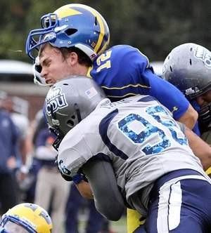 UD_Football's tweet photo. Trent hurley had a rough game againts old dominion on friday. Getting his helmet knocked off http://t.co/Ly4zQx4M