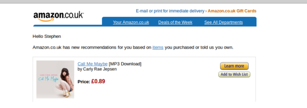 StephenIThomson's tweet photo. Thanks Amazon... #amazonrecommends #embarrassingipod http://t.co/CpPkWDWB