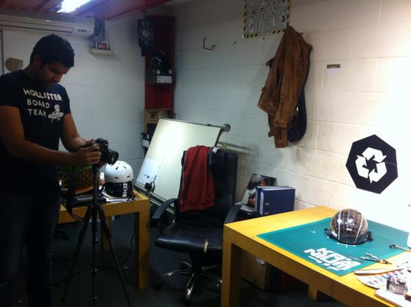 KraniumDesign's tweet photo. On set while shooting our video for the helmet. http://t.co/QzrMpfK4