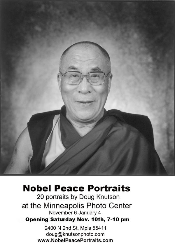 DAKnutson's tweet photo. My Nobel Peace Portraits show opens Sat Nov 10th, 7pm-10pm at the Mpls Photo Center, 2400 N. 2nd St, 55411. http://t.co/eJRp8b0H