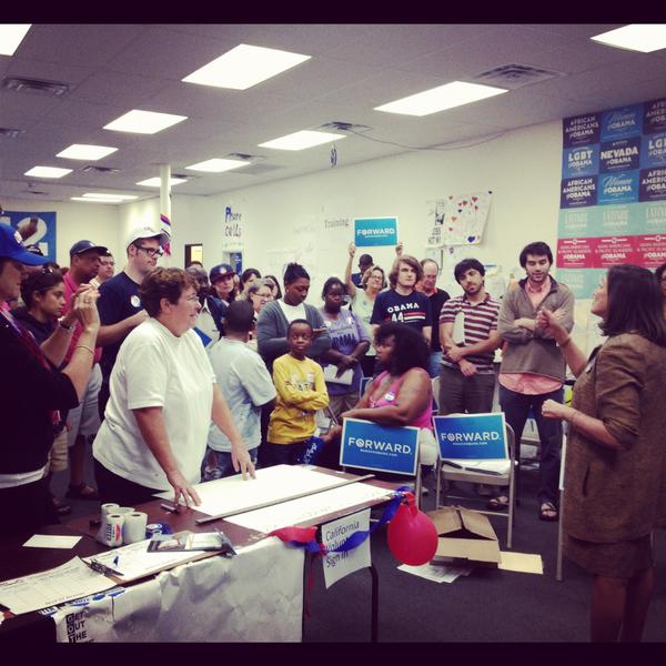On the eve of the election, Shelley stopped by to fire up volunteers prepping for Election Day! #WeDecide