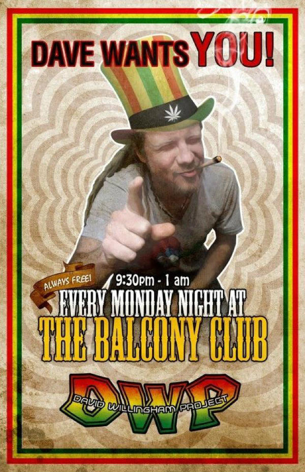 Playing with the Dave Willingham Project tonight at the balcony club 9:30 -1. 
YA MON!