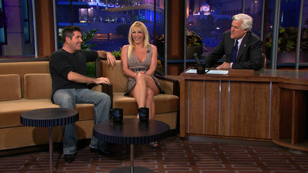 .@JayLeno chats with <a href="/SimonCowell/">Simon Cowell</a> and @BritneySpears tonight! Can you guess which one never wears socks? #TonightShow