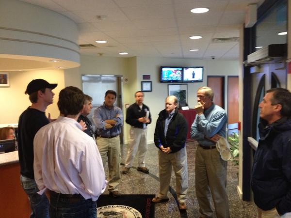 SenatorCarper's tweet photo. Joined @ChrisCoons & @JohnCarneyDE in Smyrna for briefing frm @DNREC_SecOMara & @DelawareEMA on #SandyDE impact. #netde http://t.co/HUROAJgf