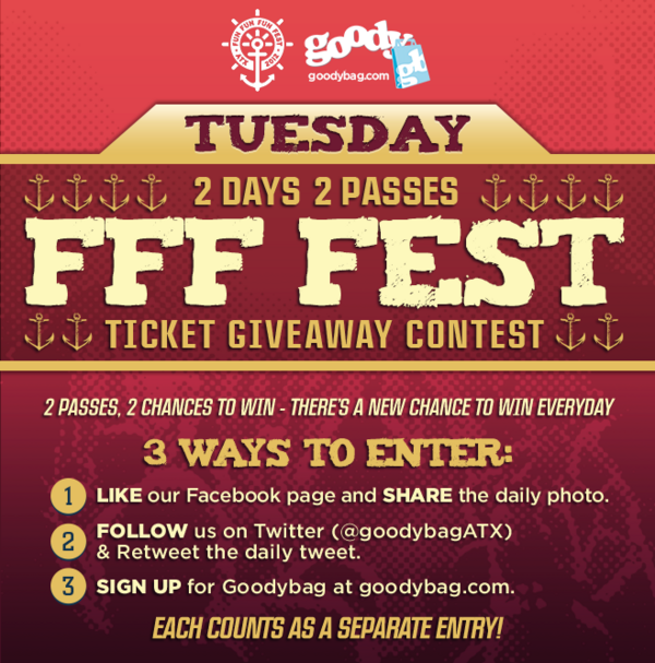 GoodybagATX's tweet image. And here it is.. You have all day to enter for Tuesday's @funfunfunfest 3DayPass!! #FUNFUNFUN #Goodybag