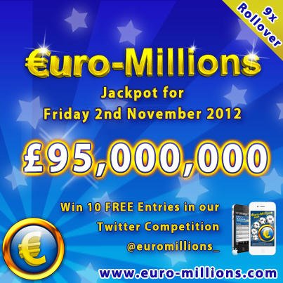 UK_EuroMillions's tweet photo. Win 10 FREE entries to Fridays £95,000,000 http://t.co/MszdhuWE draw. RETWEET &amp; Follow before 5pm to enter. http://t.co/W5pXi8AB