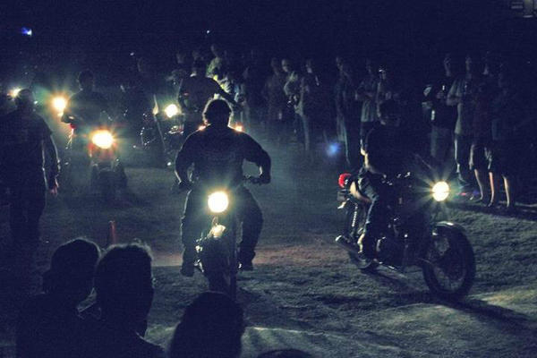 CafeRacerTV's tweet photo. More fun from #BVF2012: @PseudoMoto hosted slow races in lot C Saturday Night. Until the cops came. Awesome. http://t.co/XIoNP1g3