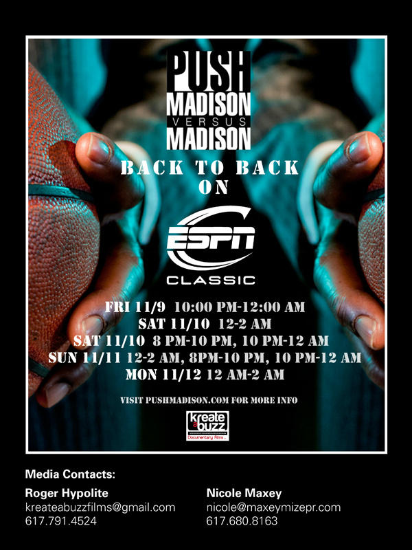 pushmadison's tweet image. Tune in to @espn Classic showings of Push Madison vs. Madison this Nov. 9-12! View showtimes :bit.ly/YobLhP
