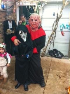 jakemad's tweet photo. @alyshaAlaimo @kaylaalaimo @alexazotini and this is jake in his scream costume. He thinks he is so scary. Lol. http://t.co/6BNjJXqn