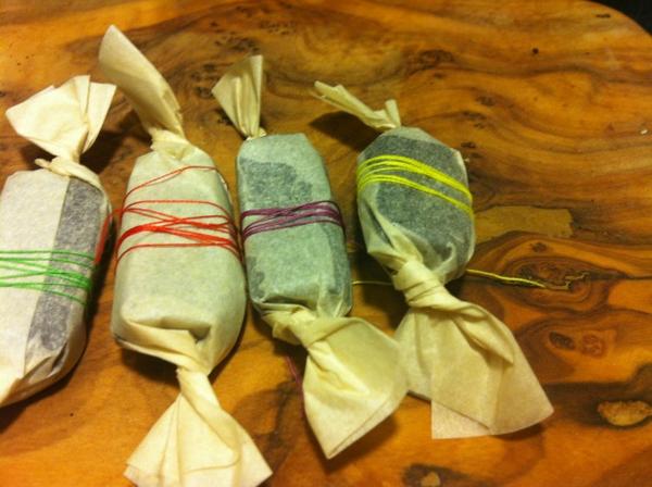 mmmmmade's tweet image. C'est L'alloween! Molasses Caramels in slightly Type A wrappings...