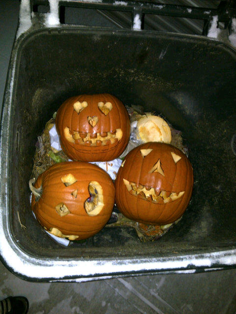 rick_wyman's tweet image. 3 smiling faces in my @StrathcoCounty Utilities #GreenRoutine organics cart are all that is left of #halloween