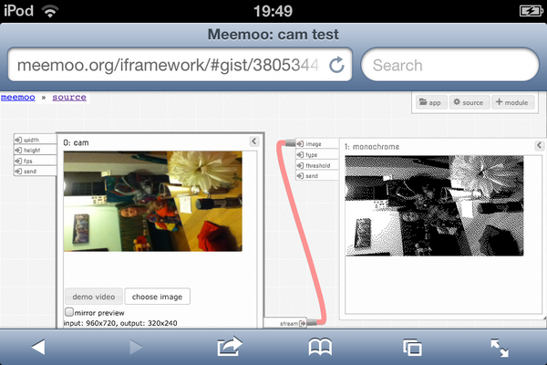forresto's tweet photo. Mobile Safari has HTML Media Capture API now! Meemoo's image/cam module works for mobile image hacking. http://t.co/0bBu9Lje