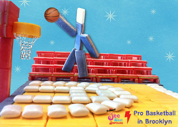 tridentgum's tweet image. Welcoming #slamdunks to Brooklyn tonight with this gum sculpture!
