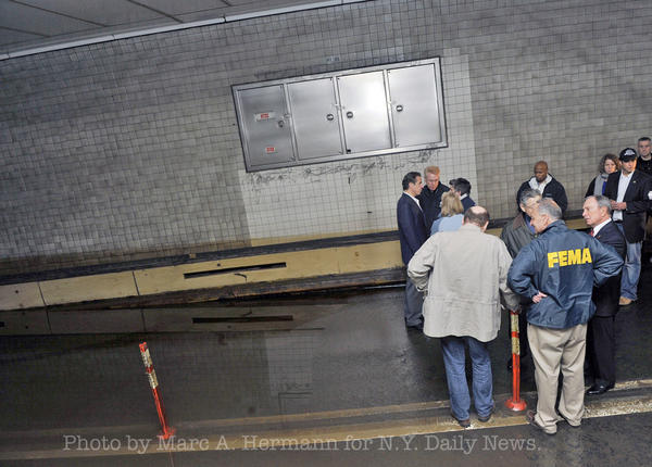 MHermannPhoto's tweet image. Another view as @NYGovCuomo and officials survey damage to the tunnel today. #Sandy