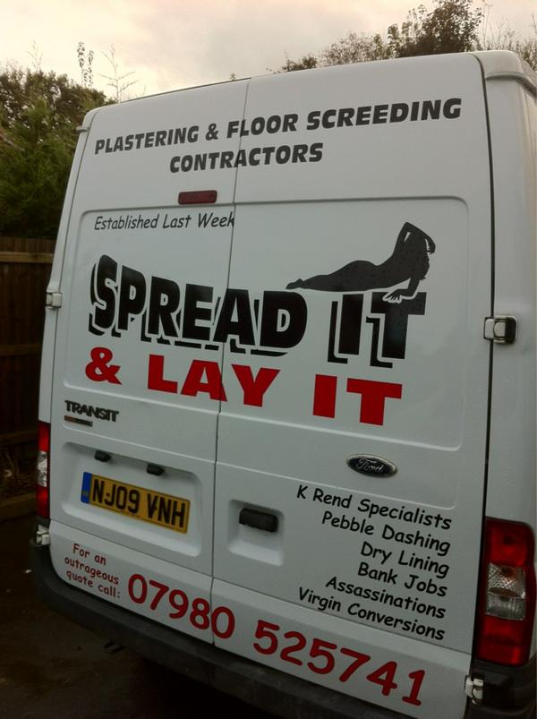 Olliejames90's tweet image. Slightly strange advertising for a screeding company! #layit