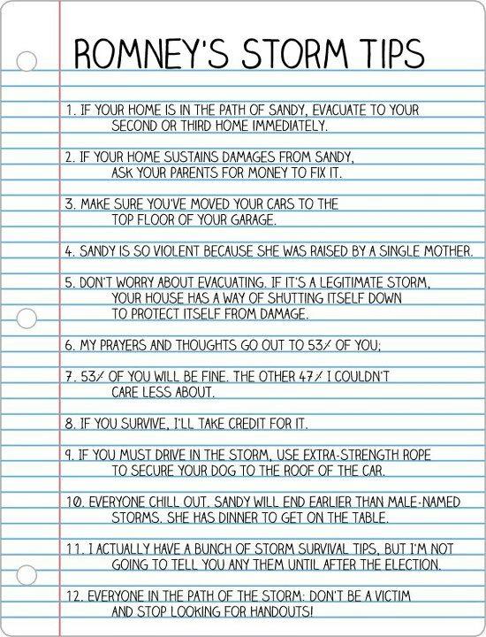 BloggerBarb's tweet image. Lol, this is exactly how Romney would have responded to sandy.