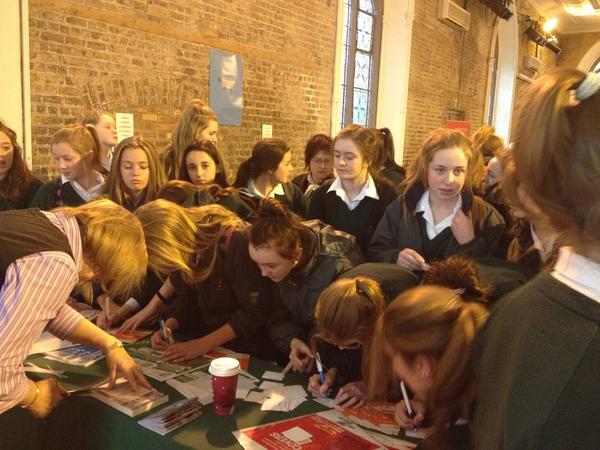 TuffCover's tweet photo. Loreto Secondary School flocked into the #tuffcover booth. Fun activities in store today at the #dublinbookfestival http://t.co/YLvho313