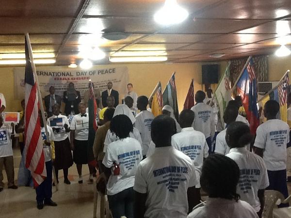 Hoisting of 15 political sub divisions flags of Liberia @International Day of Peace Sept 21, 2012.