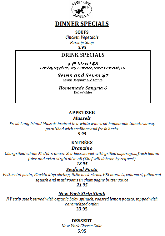 BarkingDog94's tweet photo. Are you ready for tonight's #UES #Dinner #Specials http://t.co/gSzRcCYi