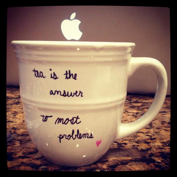 nikkicrew's tweet image. Tea is the answer to most problems @YorkshireTea #TrueQuote #SharpieMug