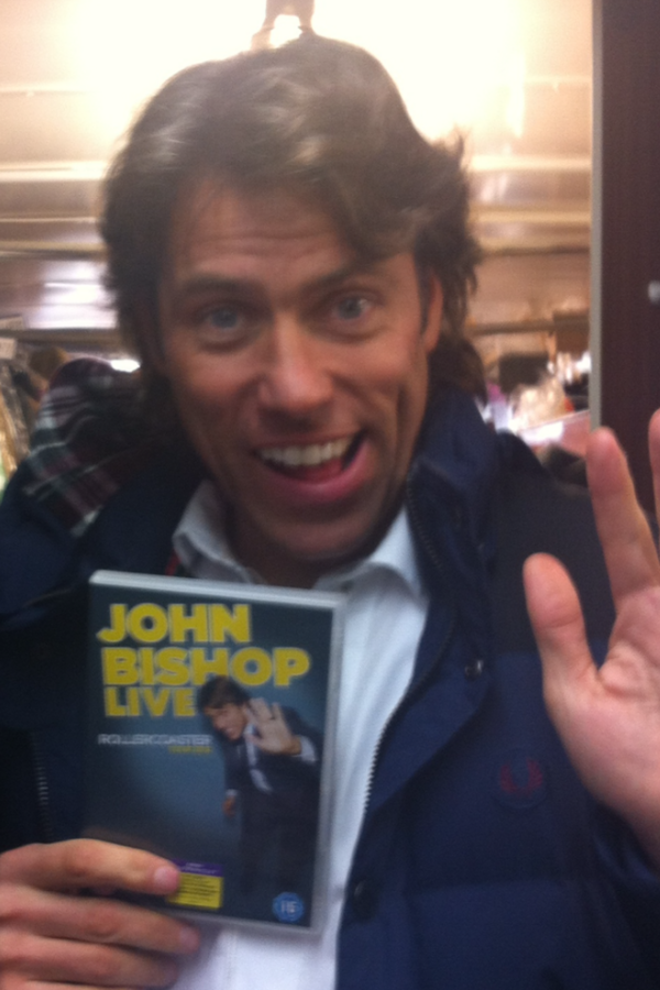 JohnBishop100's tweet photo. Its a good day to shop - apparently there is a new DVD in the shops (please excuse the fake tan ... It's a long story) http://t.co/4qm58ZUl