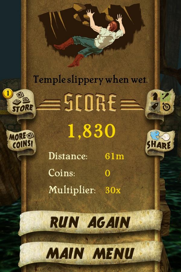 deeDAchamp's tweet photo. I got 1,830 points while escaping from demon monkeys. Beat that! http://t.co/pV6btj1w #TempleRun http://t.co/GZQsW6tk
