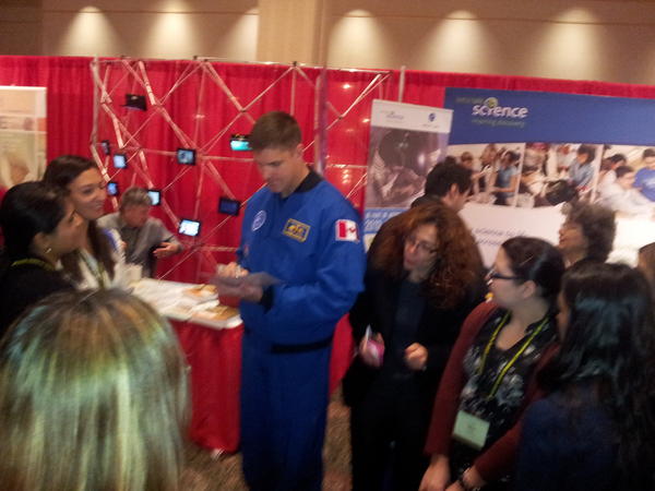 csa_asc's tweet photo. RT “@LetsTalkScience: @Astro_Jeremy at the @LetsTalkScience booth at @STAOConference #STAO2012! http://t.co/D2tTwOGT”