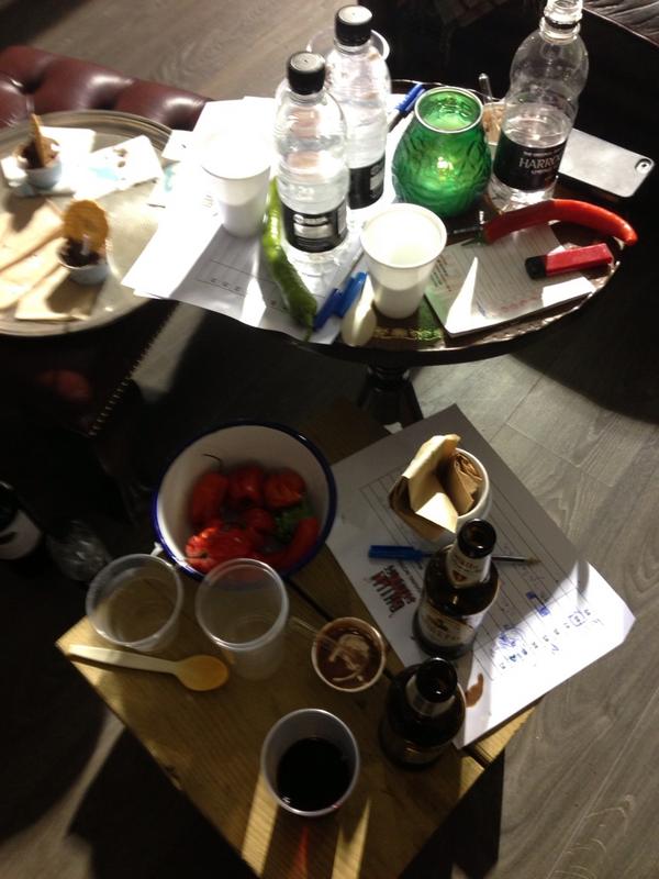 JohnTorode1's tweet photo. Aftermath if a Chilli tasting .. #chillistandoff http://t.co/qYBzbmEv