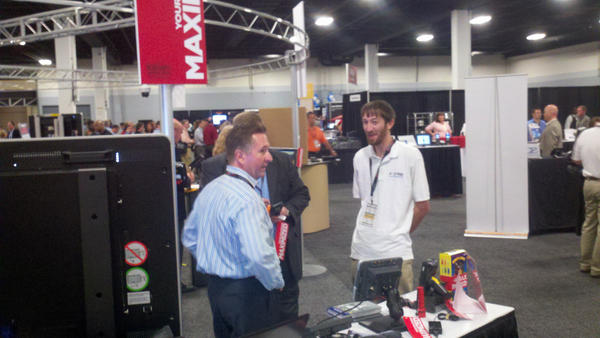 Tyler Kelly from Foxfire working the crowd at the ScanSource partner conference.