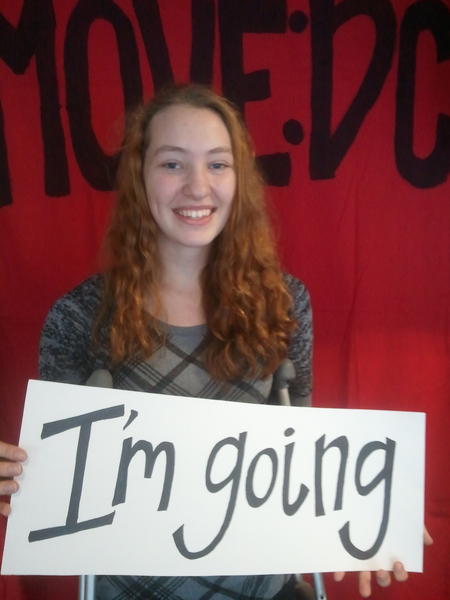 ICNewEngland's tweet photo. Marina, from Newton South High School, is on crutches and she's going to DC. People are awesome. #movedc http://t.co/pMD5Qz2I