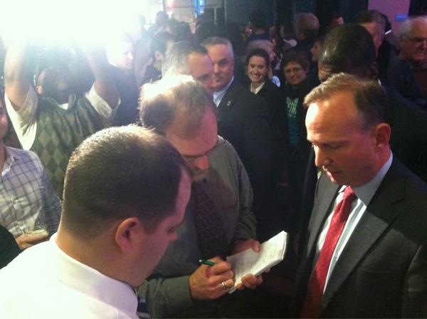 WeBackJack's tweet photo. Governor Markell has made it downstairs at the @DelDems Election Night at the @WCLatTheQueen #NetDE #voteDE http://t.co/OrscIMxY