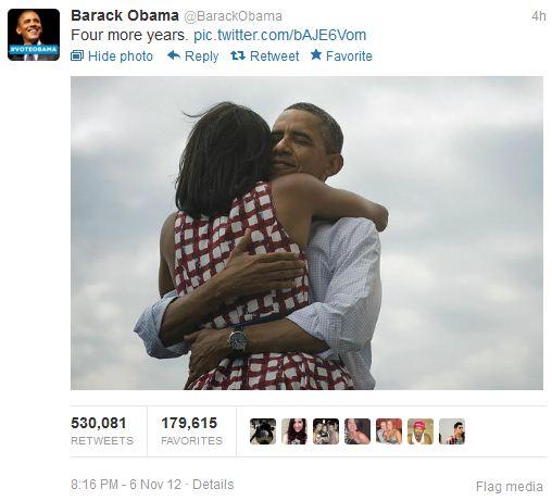 nesta_uk's tweet photo. Obama victory tweet instantly becomes most retweeted of ALL time http://t.co/IS4Kc0ux