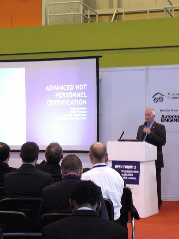 bindt's tweet image. @bindt_president at #AdvancedEngineeringShow. MT @LavenderNDT: Our own Steve Lavender doing a talk on Certification