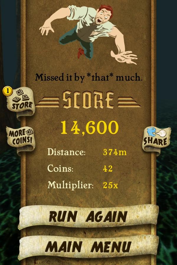 themilfs's tweet photo. I got 14,600 points while escaping from demon monkeys. Beat that! http://t.co/B6mikdh0 #TempleRun http://t.co/dYBKHBIw