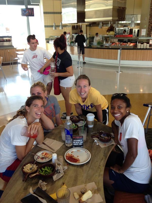 mnwash's tweet photo. Just like the old days @TobinHeath @ALLIE_LONG @whitneyengen #ramshead #lenior http://t.co/wQI4EwjE