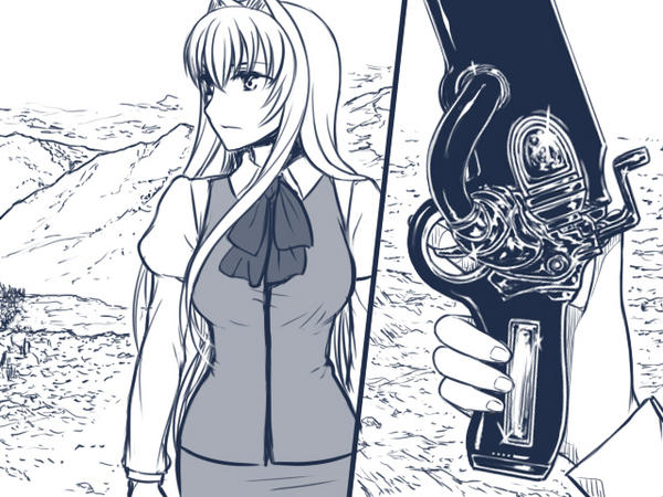 @h_sakura スナイパースキルかっこいい......! もっと左コマに広がりが欲しかった感です。他には長距離射撃の練習をしている所、スキル習得画面(?)で決めポーズをしている所、という候補がありました。 