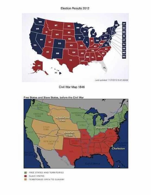 Yesterday's election VS. Civil War Territory preferences... anyone see a similarity here? http://t.c<a href="/tag/ilovepornstars"class="tags"><span>#ilovepornstars</span></a>