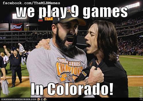 MLBMeme's tweet photo. Colorado legalized it. Tim Lincecum has never been so excited to pitch in Coors Field! #mlbmemes http://t.co/1V967zyE