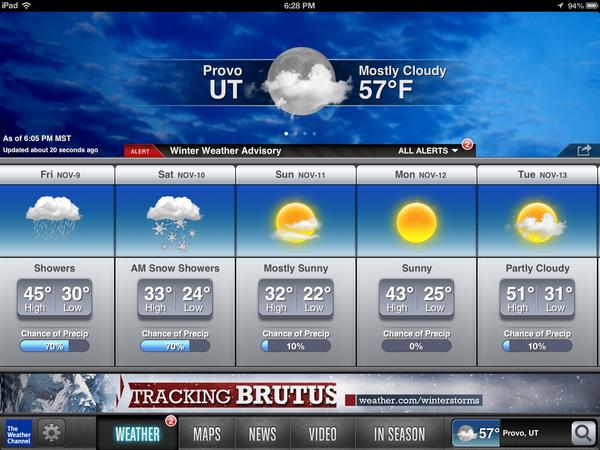 Alyssasbanter's tweet image. Three people have warned me about a huge snow storm tomorrow so finally I checked it out.  #overreactmuch?