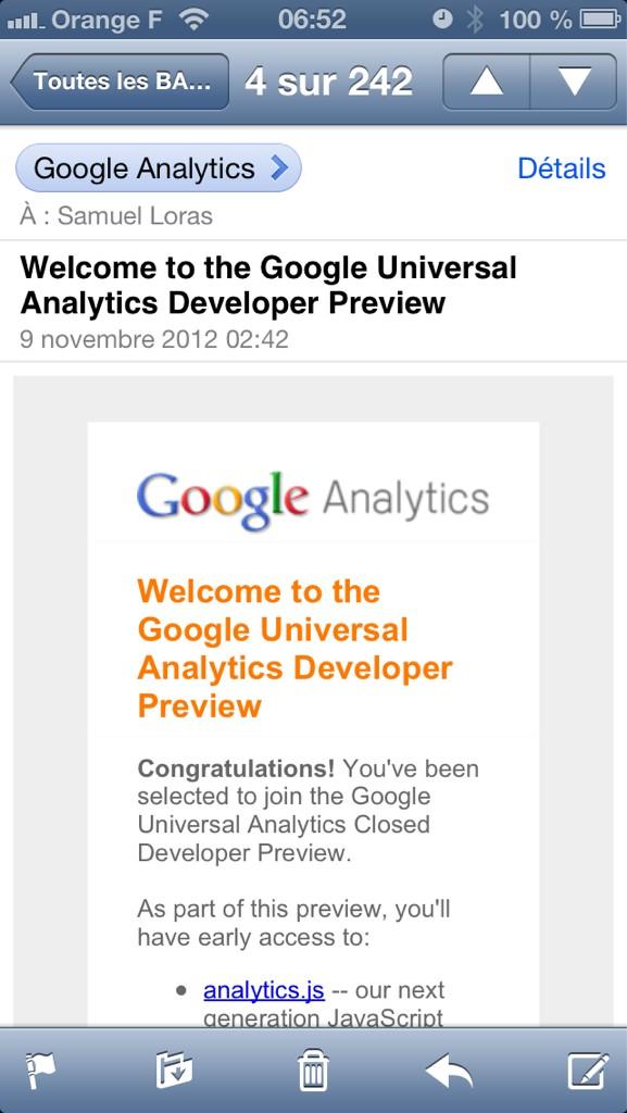 KPInsight's tweet photo. YES ! On va pouvoir tester la puissance d' #universalanalytics merci Google !!! #ganalytics http://t.co/rNsnMJhS