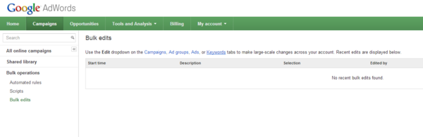 reachdigital's tweet image. Looks like there are some new @Adwords features rolling out... Check out this Bulk Edits screenshot.